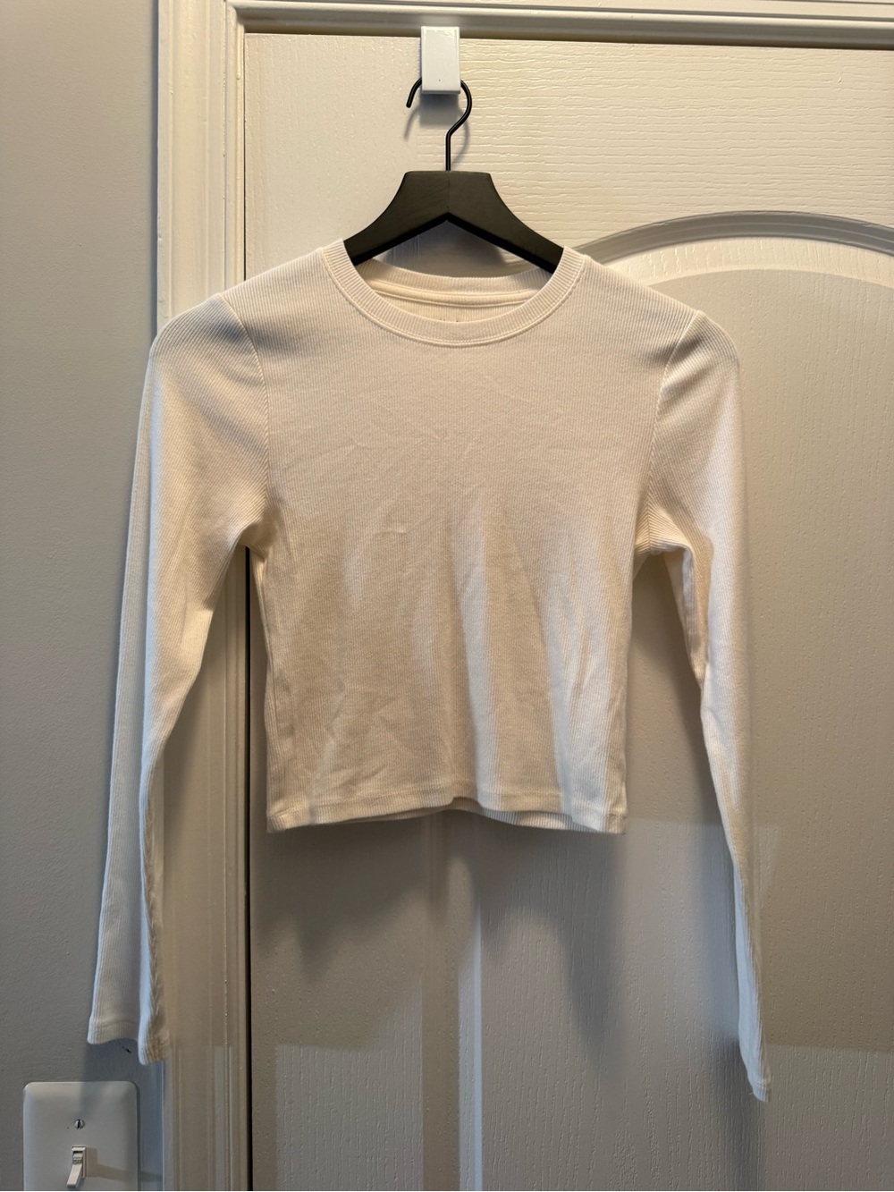 Abercrombie & Fitch Cream Ribbed Long Sleeve Top
